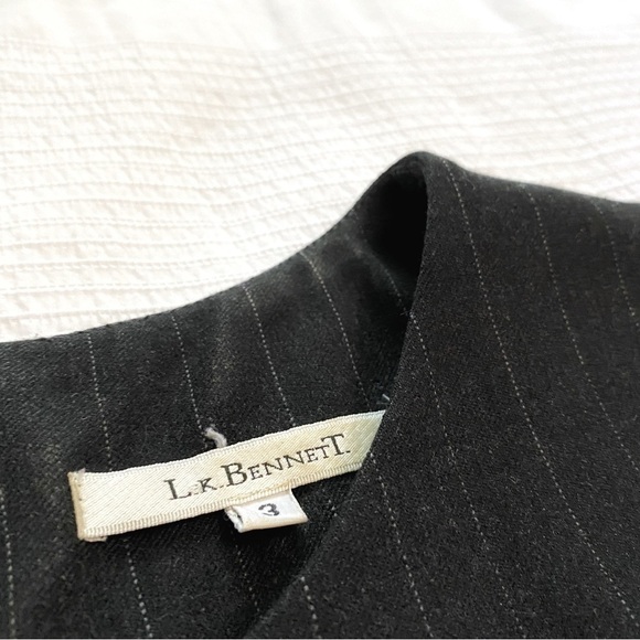 Lk BENNETT VINTAGE DARK GREY PINSTRIPES SLEEVELESS SHEATH FORMAL DRESS - Picture 6 of 10